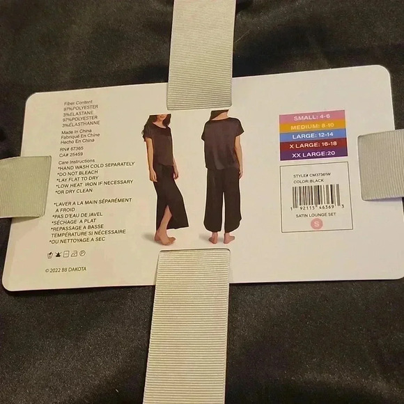 BB Dakota NEW Women’s Satin 2 Piece Lounge Set - New Women | Color: Black | - Picture 4 of 4